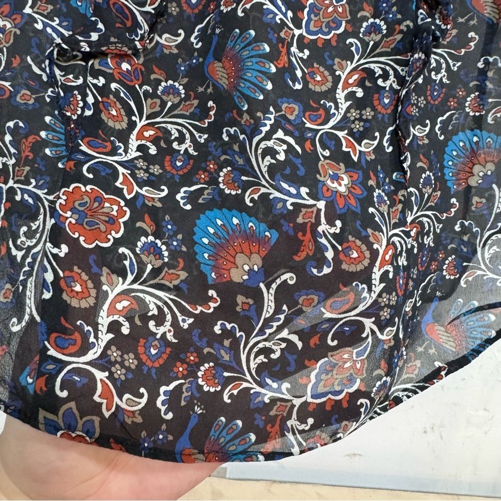 VERONICA BEARD Aneri Floral Silk Blouse in Black Multi color Size 8 - Picture 2 of 6